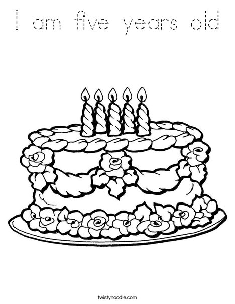 Cake with Candles Coloring Page