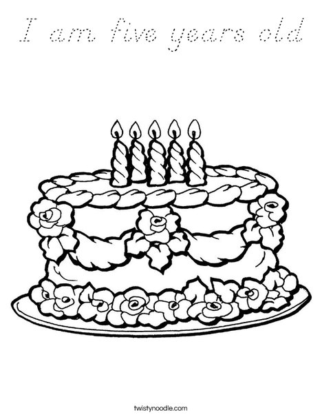 Cake with Candles Coloring Page