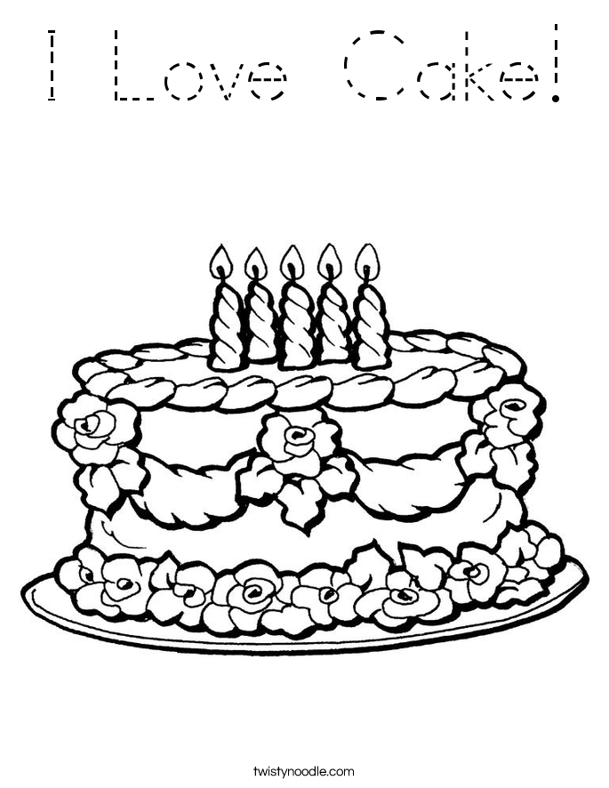 I Love Cake! Coloring Page