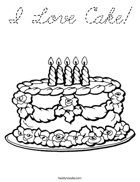 Cake with Candles Coloring Page