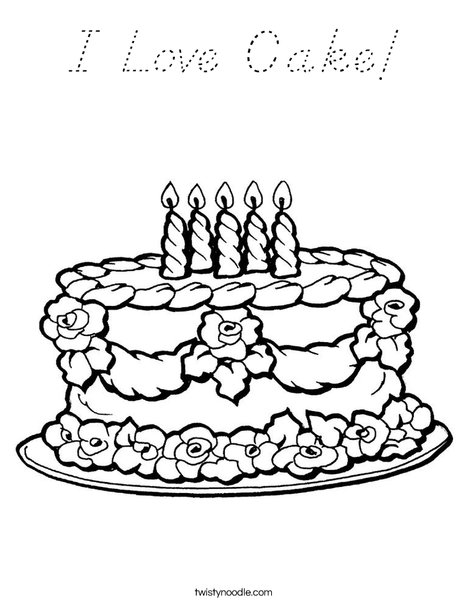 Cake with Candles Coloring Page