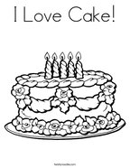 I Love Cake Coloring Page