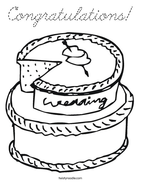 Cake with Hearts Coloring Page