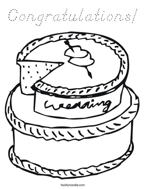 Cake with Hearts Coloring Page