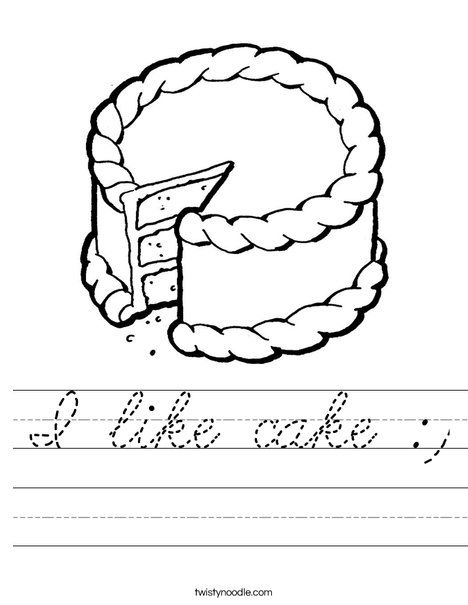 Cake with missing piece Worksheet