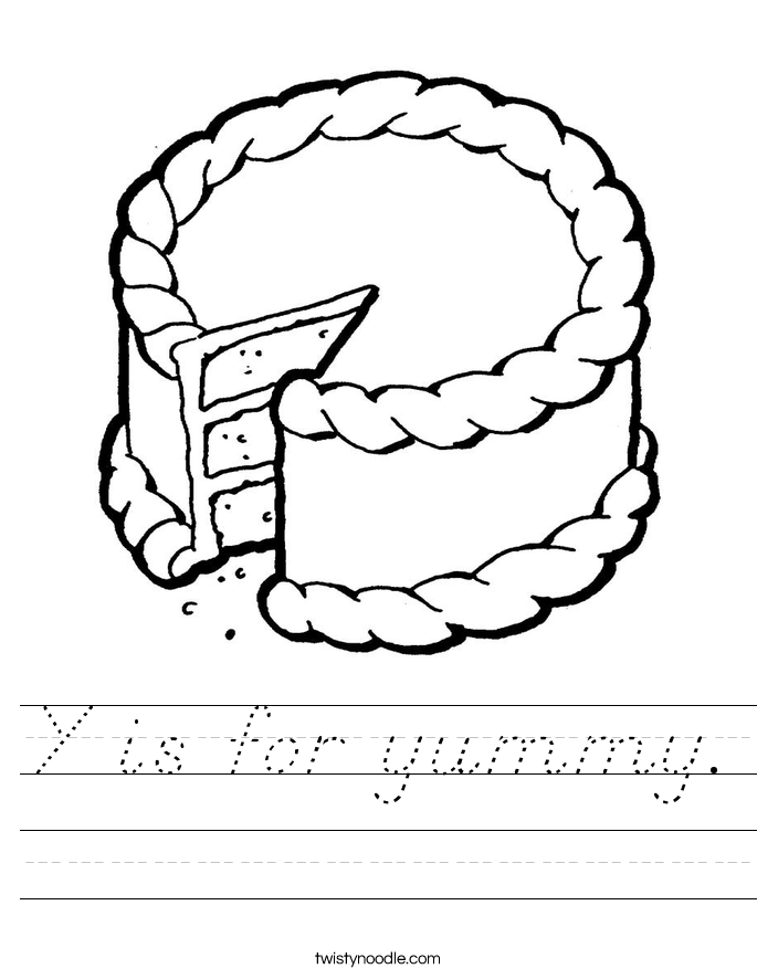Y is for yummy. Worksheet