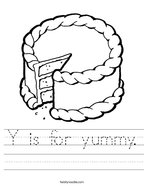 Y is for yummy Handwriting Sheet