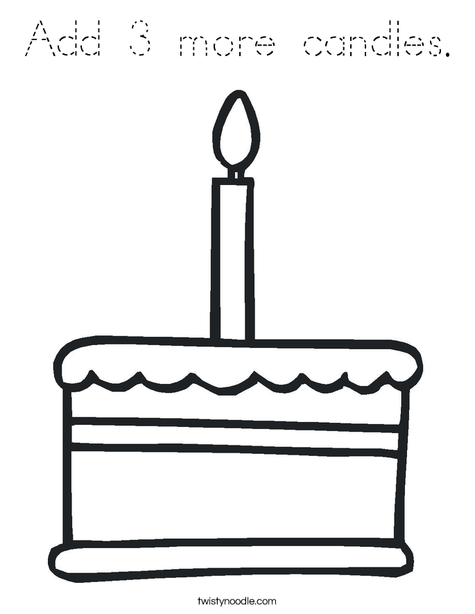 Add 3 more candles. Coloring Page