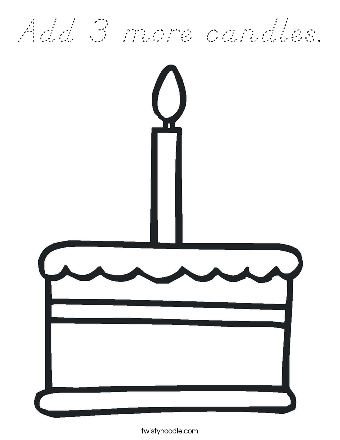 Add 3 more candles. Coloring Page
