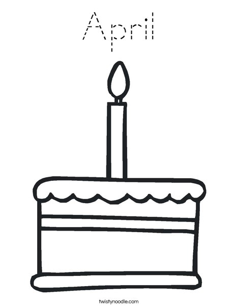 Cake with one candle Coloring Page