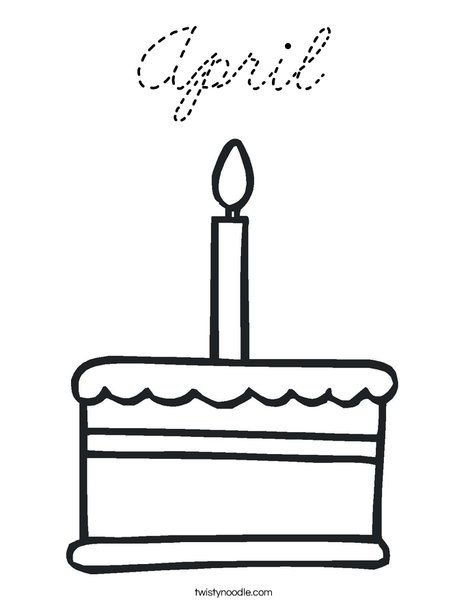 Cake with one candle Coloring Page