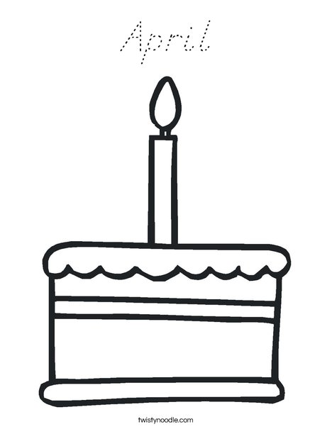 Cake with one candle Coloring Page