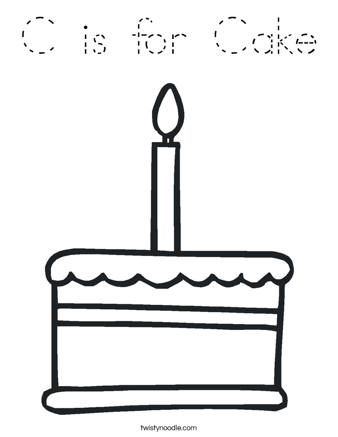 C is for Cake Coloring Page