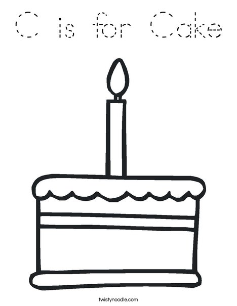 Cake with one candle Coloring Page
