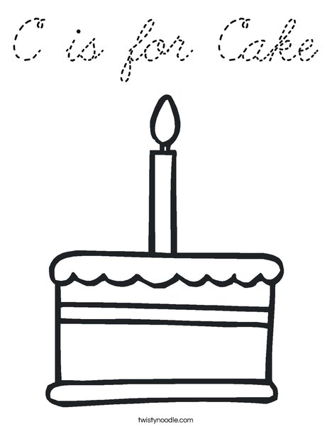 Cake with one candle Coloring Page