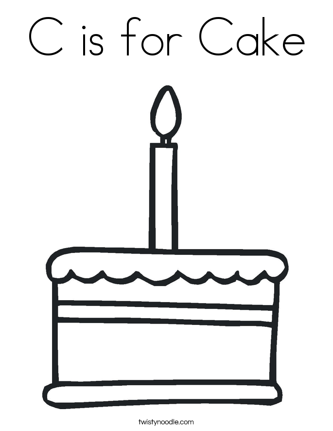 C is for Cake Coloring Page