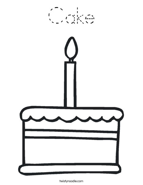 Cake with one candle Coloring Page