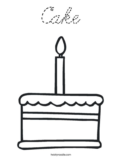 Cake with one candle Coloring Page
