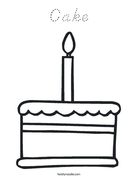 Cake with one candle Coloring Page