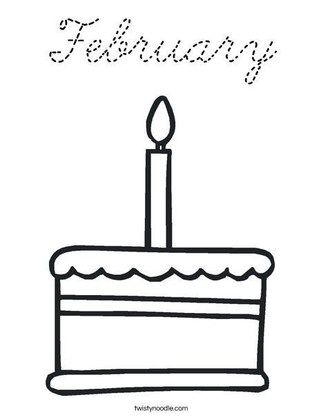 Cake with one candle Coloring Page