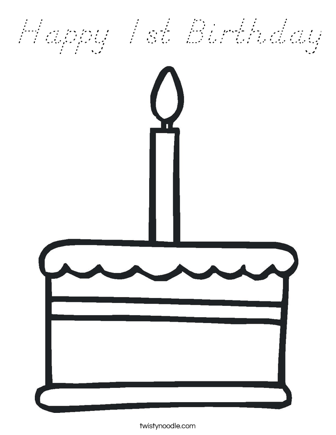 Happy 1st Birthday Coloring Page