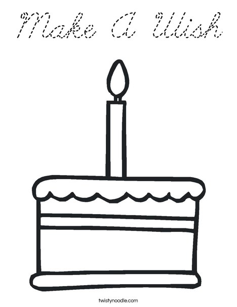 Cake with one candle Coloring Page