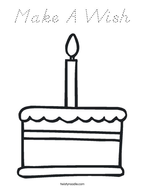 Cake with one candle Coloring Page