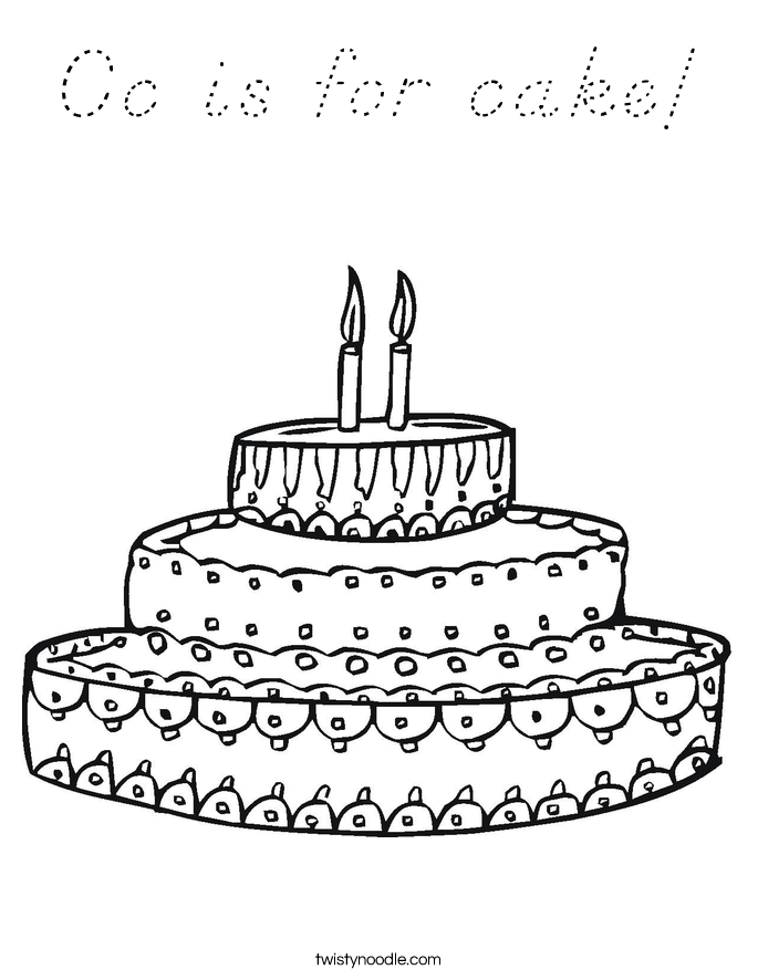 Cc is for cake! Coloring Page
