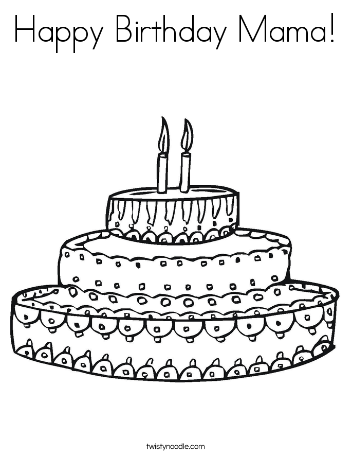 Happy Birthday Mama! Coloring Page