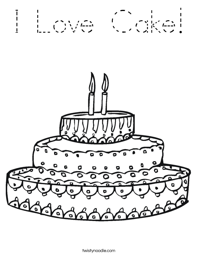I Love Cake! Coloring Page