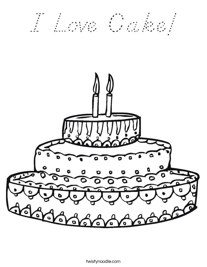 I Love Cake! Coloring Page