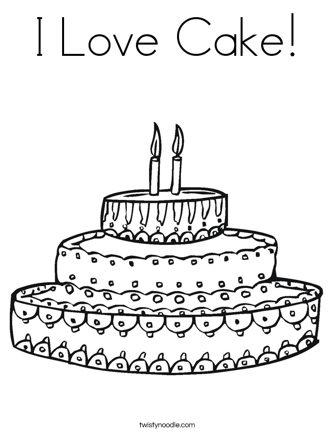 I Love Cake! Coloring Page
