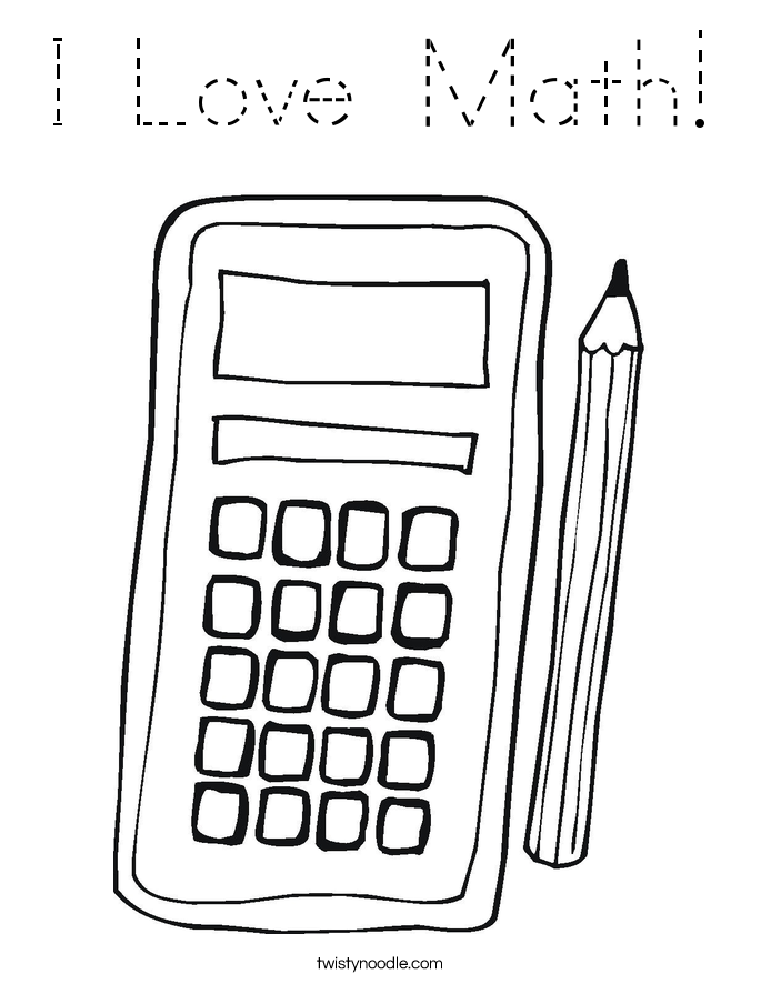 I Love Math! Coloring Page