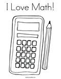 I Love Math! Coloring Page