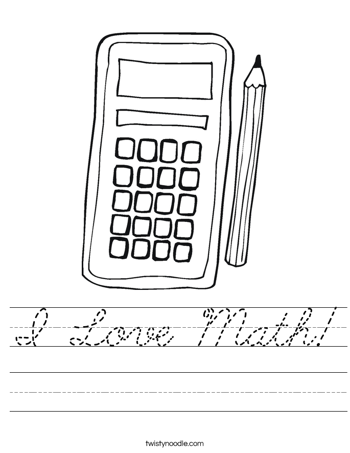 I Love Math! Worksheet