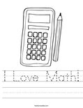 I Love Math! Worksheet