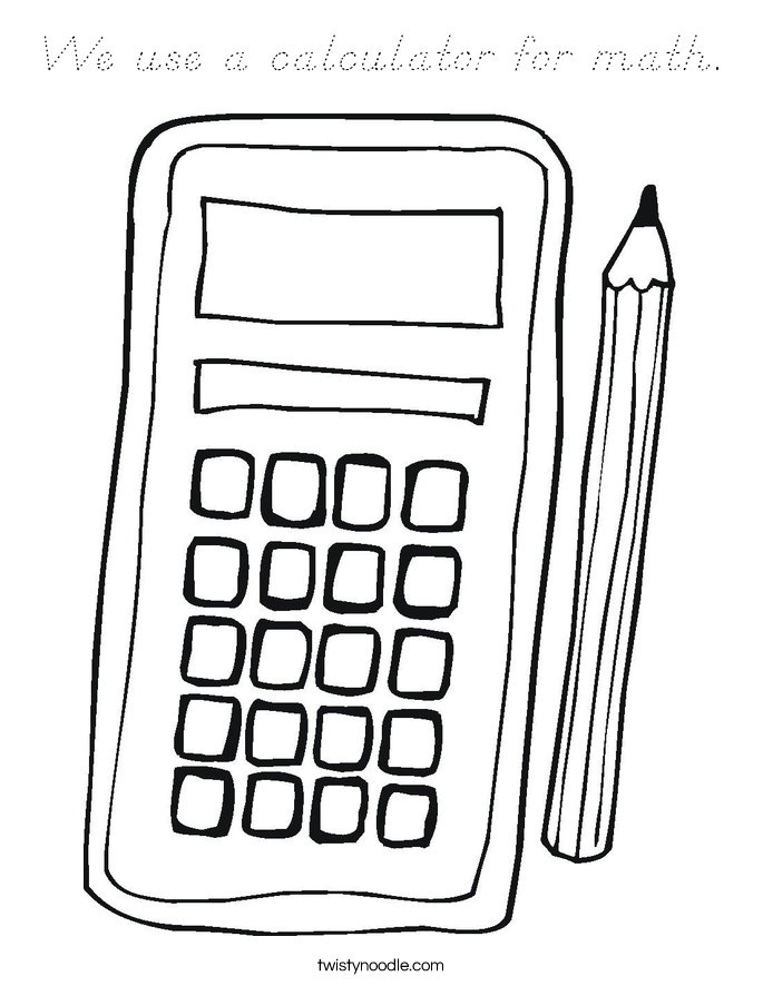 We use a calculator for math. Coloring Page