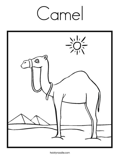 Camel Standing in the Desert Coloring Page