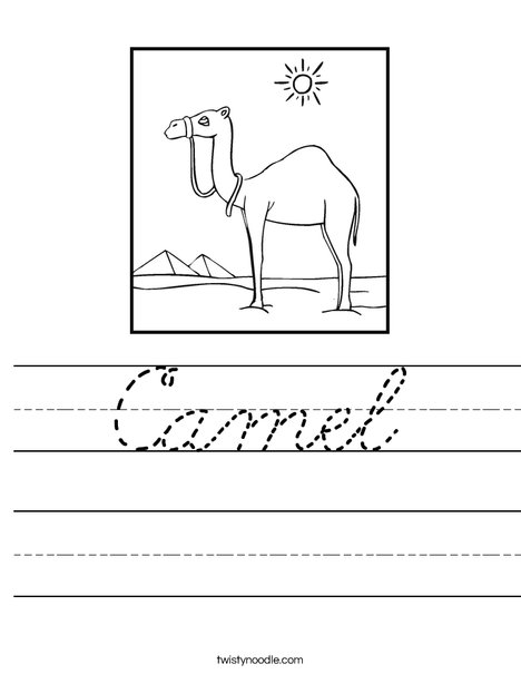 Camel Standing in the Desert Worksheet