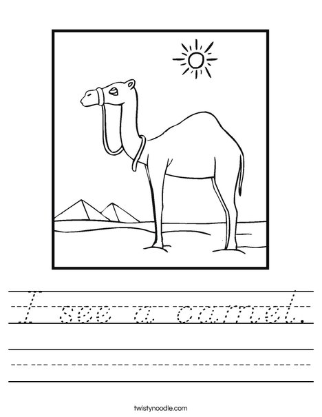 Camel Standing in the Desert Worksheet