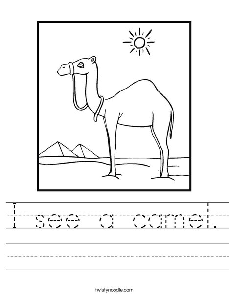 Camel Standing in the Desert Worksheet