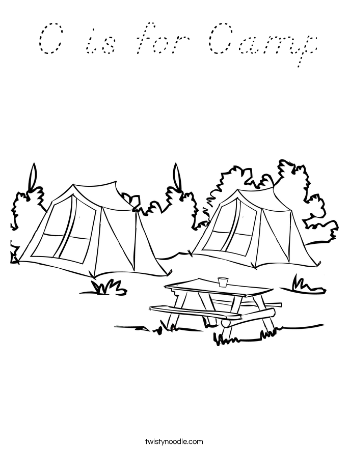 C is for Camp Coloring Page
