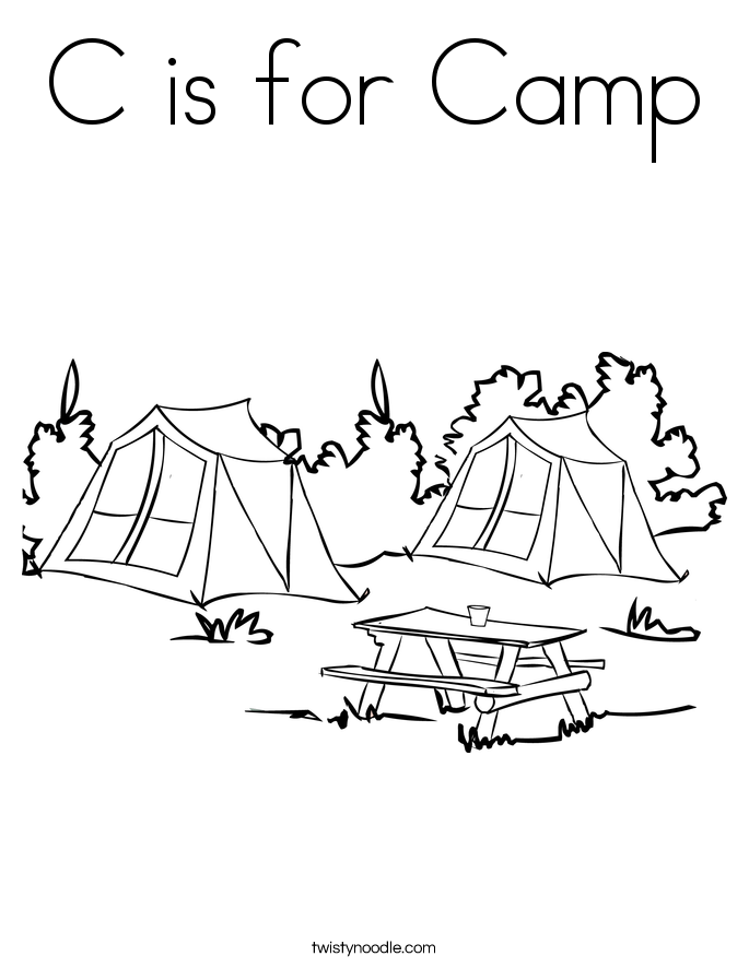 C is for Camp Coloring Page - Twisty Noodle