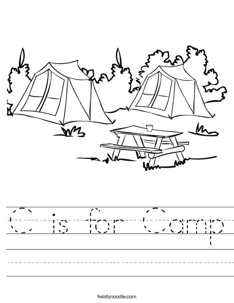 c is for camp worksheet twisty noodle