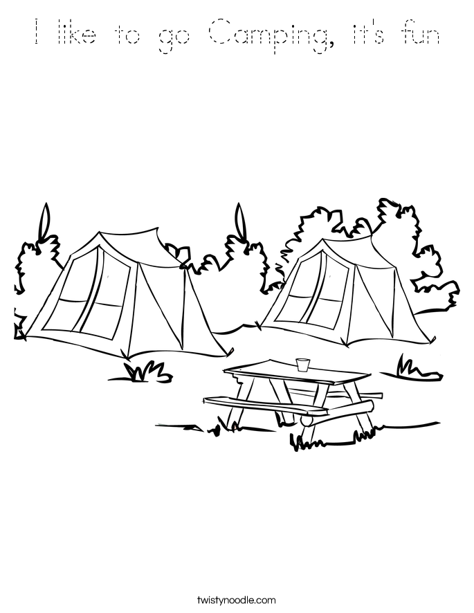 I like to go Camping, it's fun Coloring Page