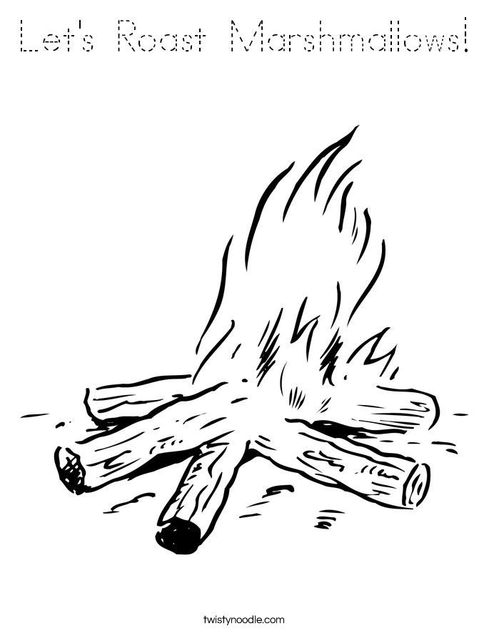 Let's Roast Marshmallows! Coloring Page