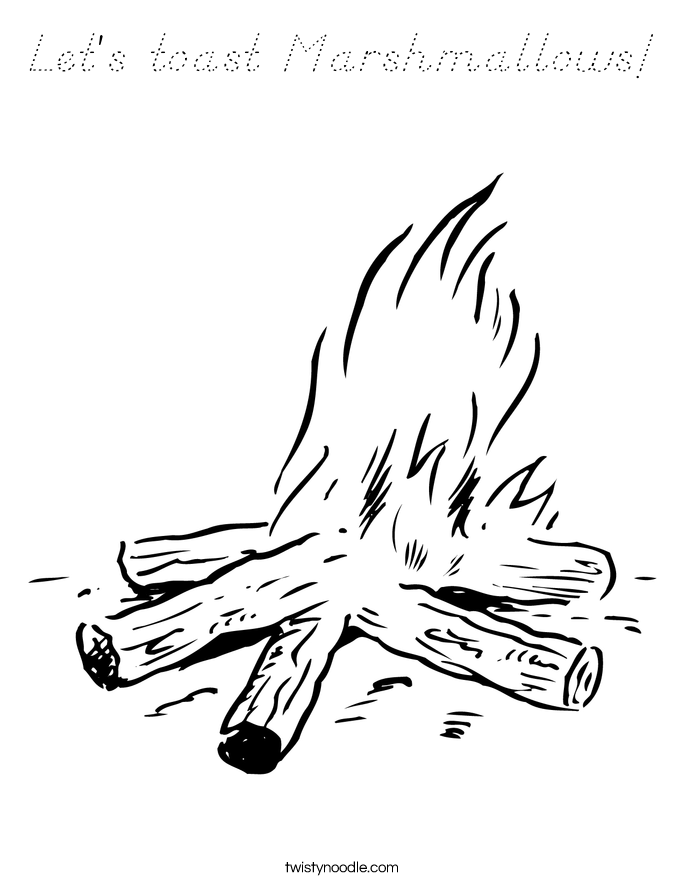 Let's toast Marshmallows! Coloring Page