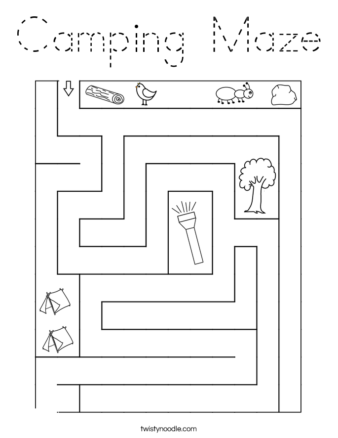 Camping Maze Coloring Page