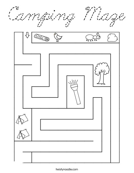 Camping Maze Coloring Page