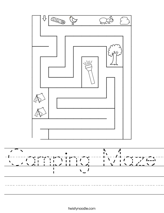 Camping Maze Worksheet